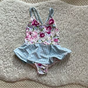 SweetHoney Floral and Gingham Kids Swim One Piece